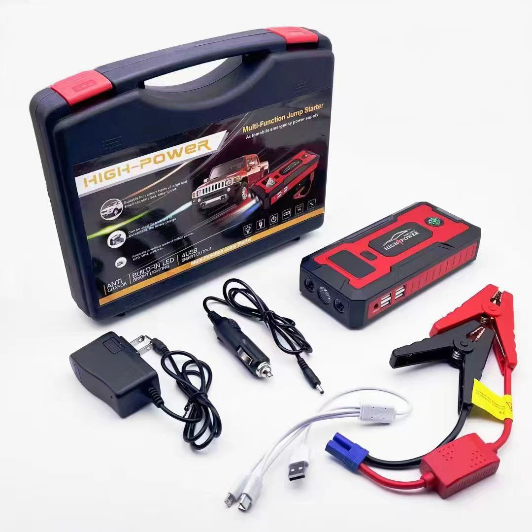 車のジャンプスターター、ポータブル12Vエアポンプタイヤインフレーター、パワーバンクとLEDライト付き