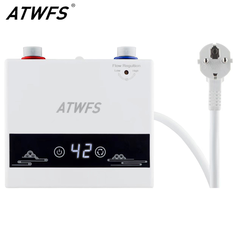 ATWFS 220V 電気温水器温水浴室サーモスタットタンクレスインスタントホームシャワー暖房キッチン