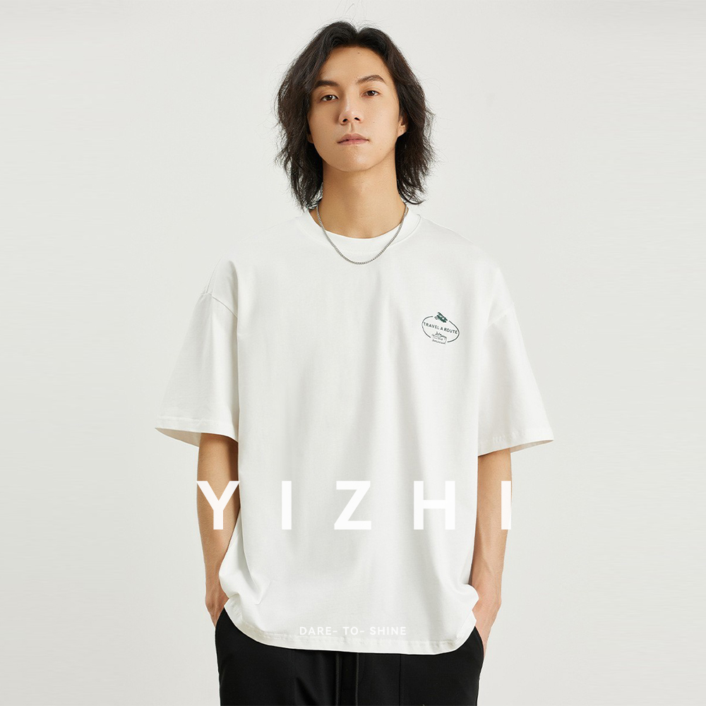 綿 100% メンズプリント Tシャツ 2025 夏の新ファッションアメリカルーズ半袖ラウンドネック半袖トップメンズ Tシャツ