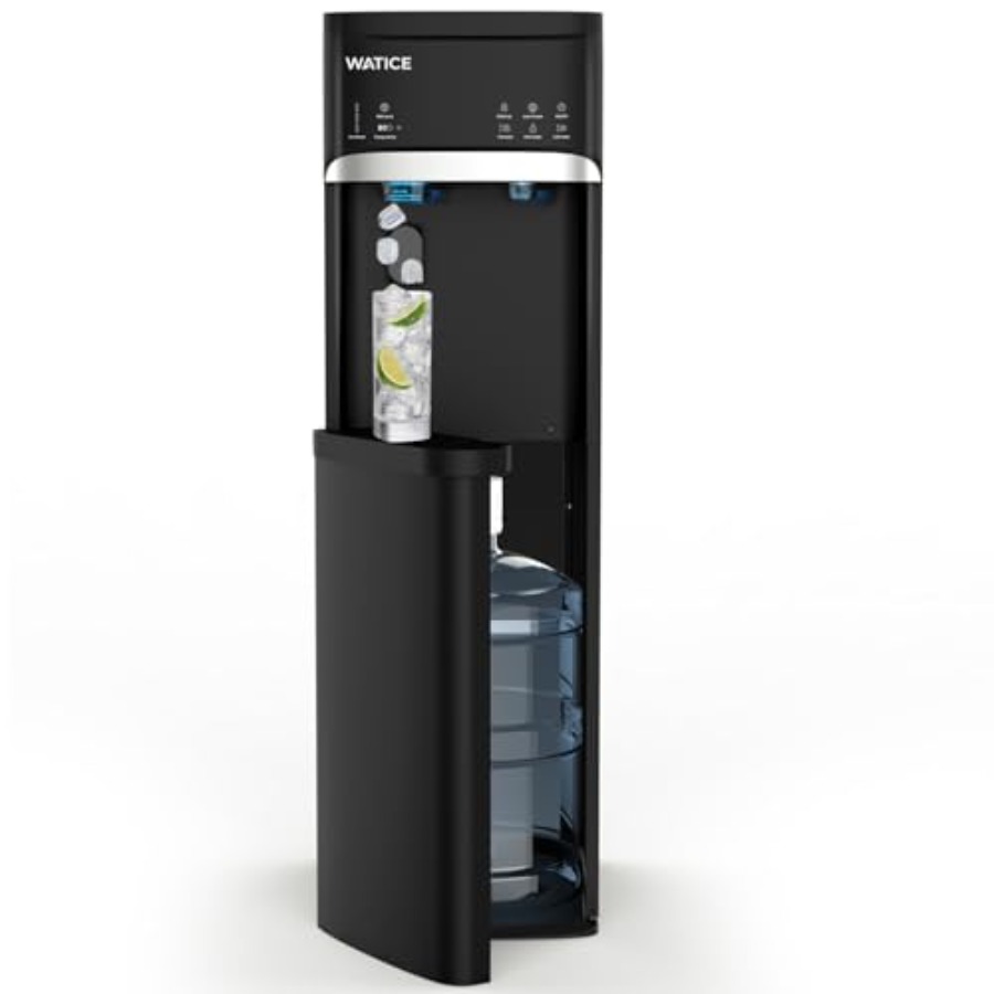 4-in-1 セルフクリーニング ボトムローディング ウォータークーラー ディスペンサー 製氷機付き 3/5 ガロン用 - 冷水、室内温水、22LBS/24H 氷用