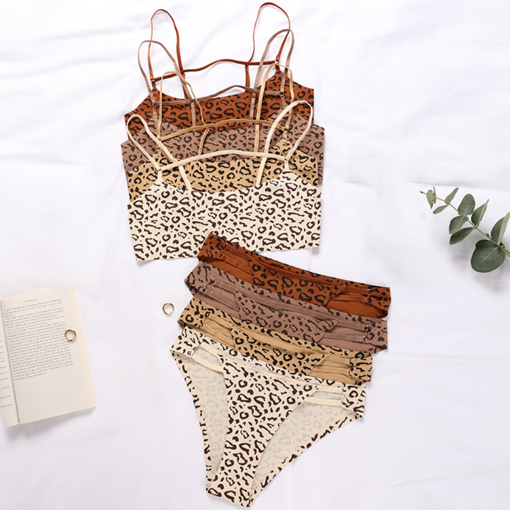 Erotic Lingerie Sexy Secret Sexi Lingeri Leopard Print Women Underwear Set Sex Bra Brief Sets Women Seamless Bralette Set