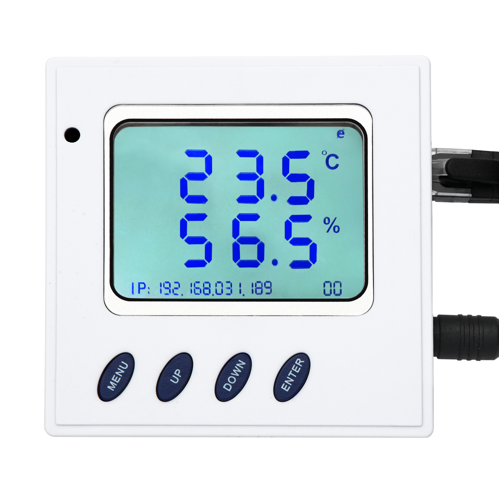 高精度 POE RJ45 イーサネット温度湿度センサー、大型 LCD ディスプレイ付き SNMP V1/TCP/UDP IP ネットワーク監視サポート