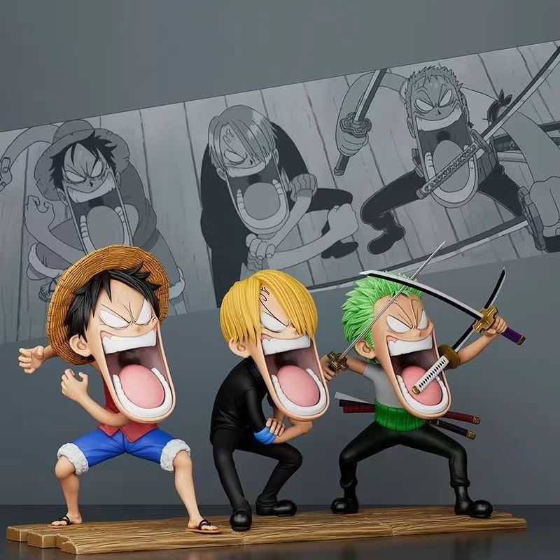 アニメーションワンピースルフィフィギュアサンジモンキー・d・ルフィロロノア・ゾロアクションフィギュア空腹トリオpvcアニメモデルおもちゃ