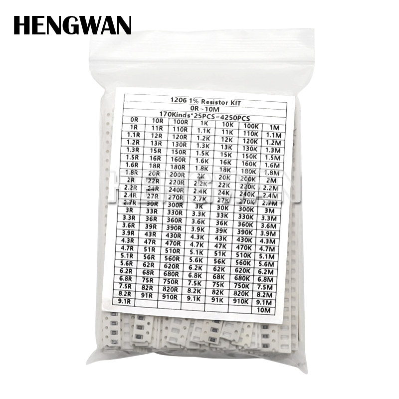 1% 0402 0603 0805 1206 SMD チップ抵抗詰め合わせキット 0R - 10M オーム 170 値抵抗サンプルセット