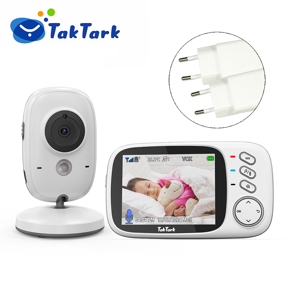 TakTark 3.2 インチワイヤレスビデオベビーモニター子守唄自動ナイトビジョン双方向インターホン温度監視ベビーシッター