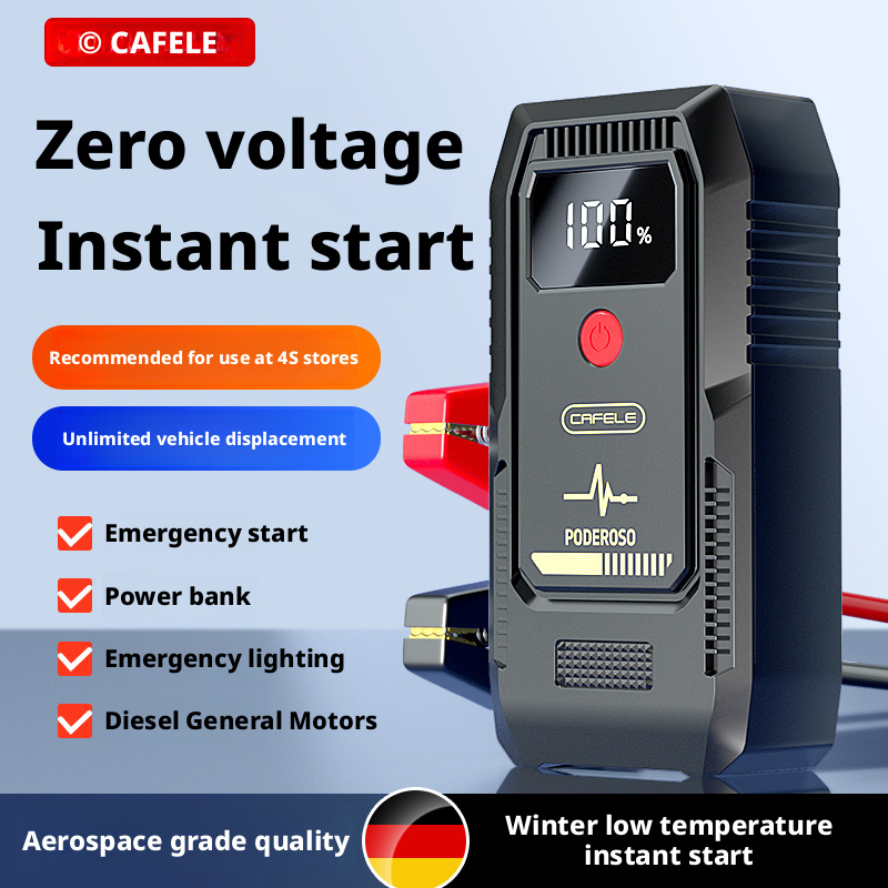 ポータブルジャンプスターター 2500A ピーク、12V カーバッテリーブースター、スマートクランプ付き自動緊急パワーバンク、USB 充電器