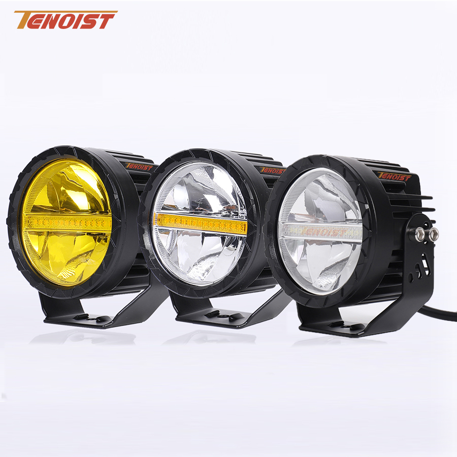 3.5 インチ白黄色 DRL 高ロービーム LED ワークヘッドフォグドライビングライト車 SUV トラック ATV UTV 12-48V