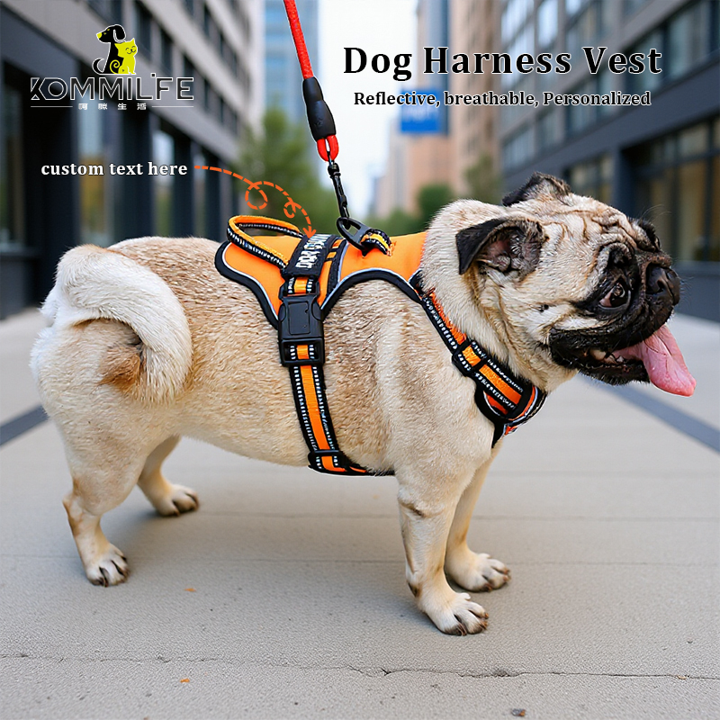 ナイロン犬ハーネスベスト反射犬ハーネスパーソナライズ通気性調節可能なペットハーネスリーシュ小型中大型犬用