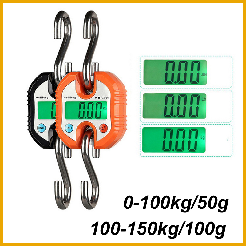新しい吊りスケール 0-100kg/50 グラム、100-150kg/100 グラムデジタルスチールフック計量 LCD クレーンスケールループ魚ヘビーデューティ重量バランス