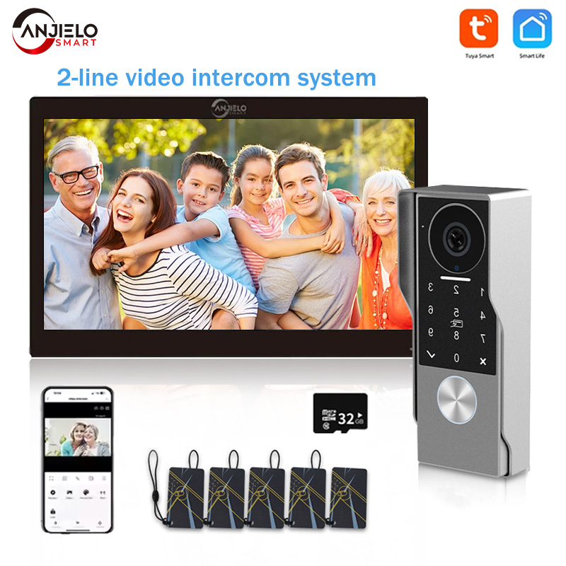 ANZIELO 2 線デジタルビデオインターホンシステム TUYA スマート 1080P ドアホンカメラビデオドアベルサポートゲートとドアロックリモート