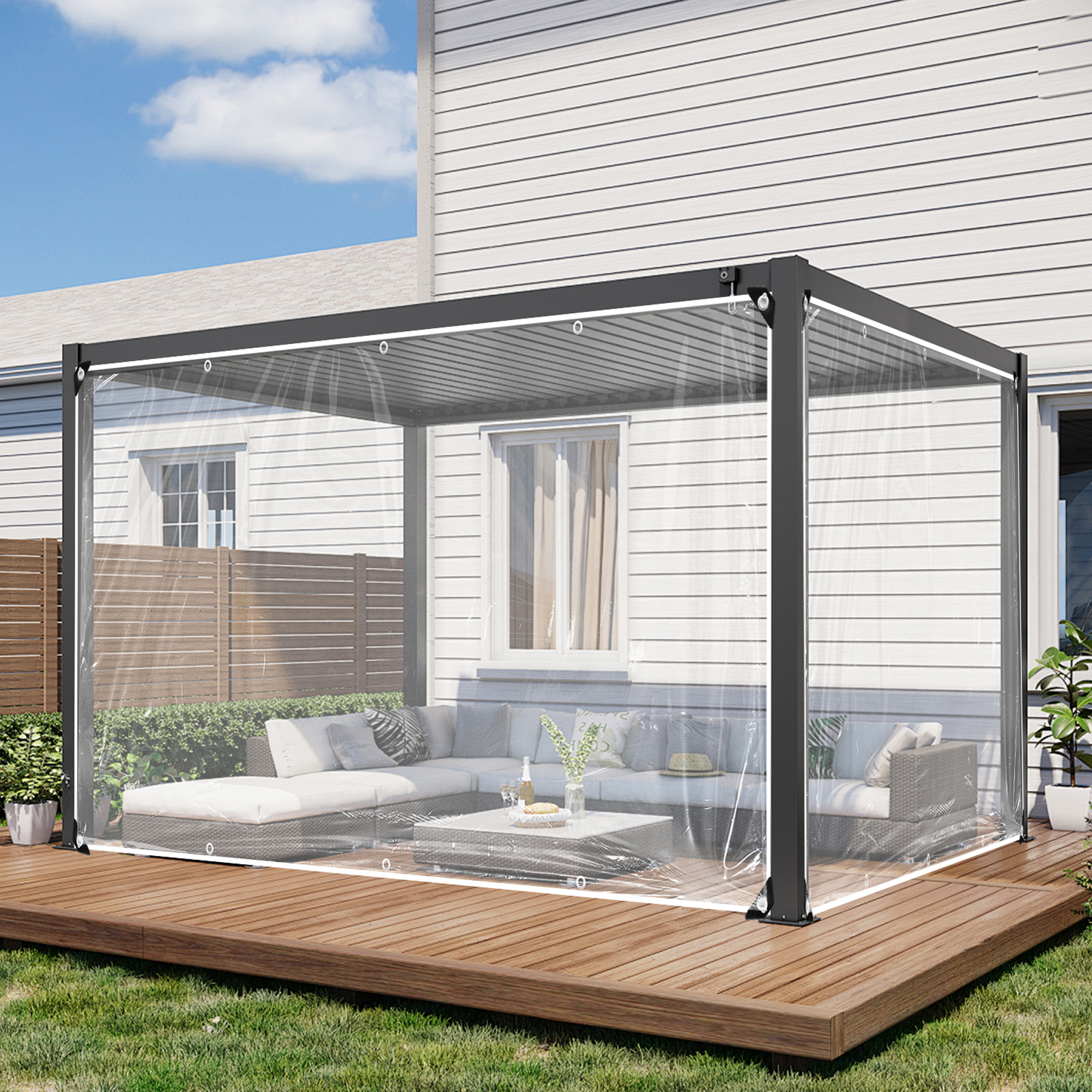 厚みのある防水透明タープカーテンターポリンカバー屋外庭の小屋植物断熱家の窓防風