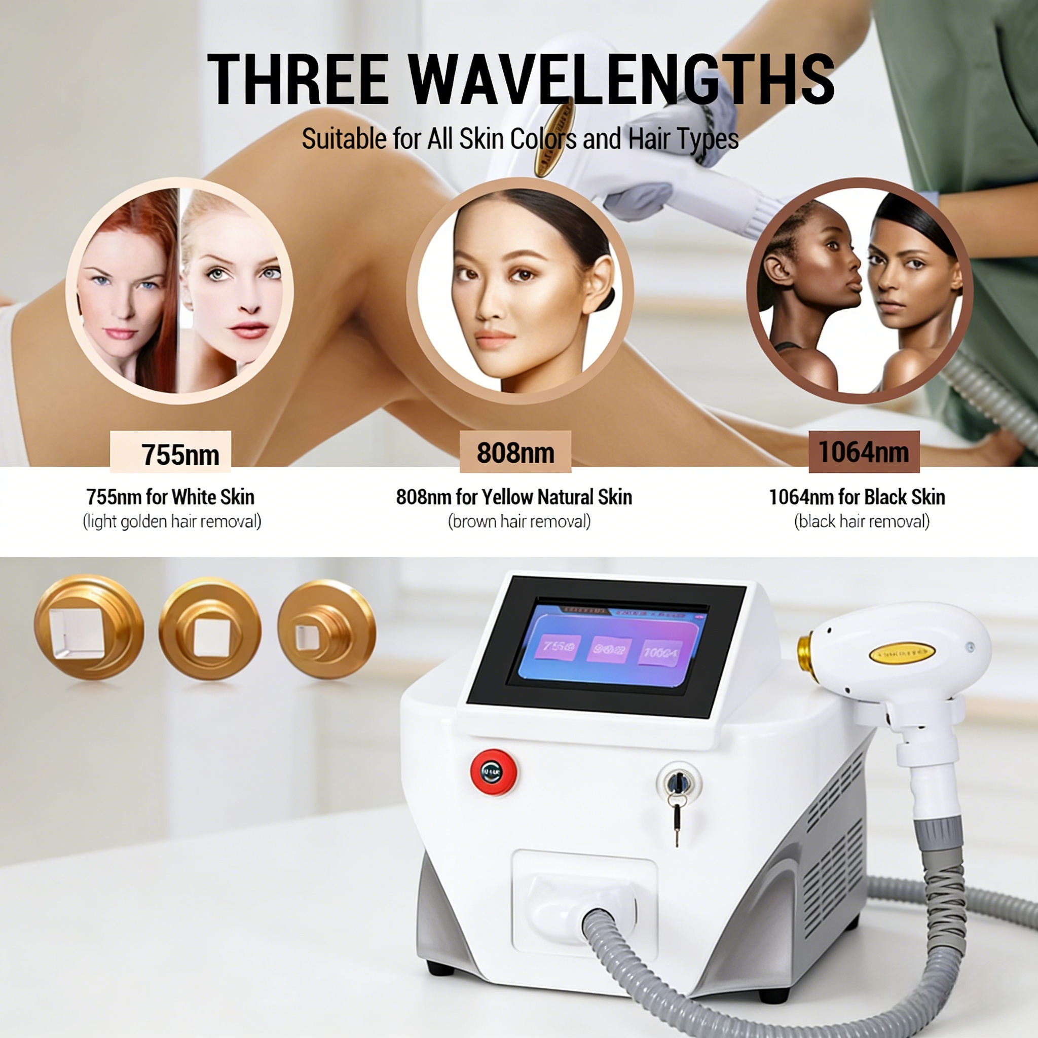 New Professional Portable Diode Laser 808nm Hair Removal Laser 3 Waves 755 808 1064nm 3500W 808nm Diode Laser Machine