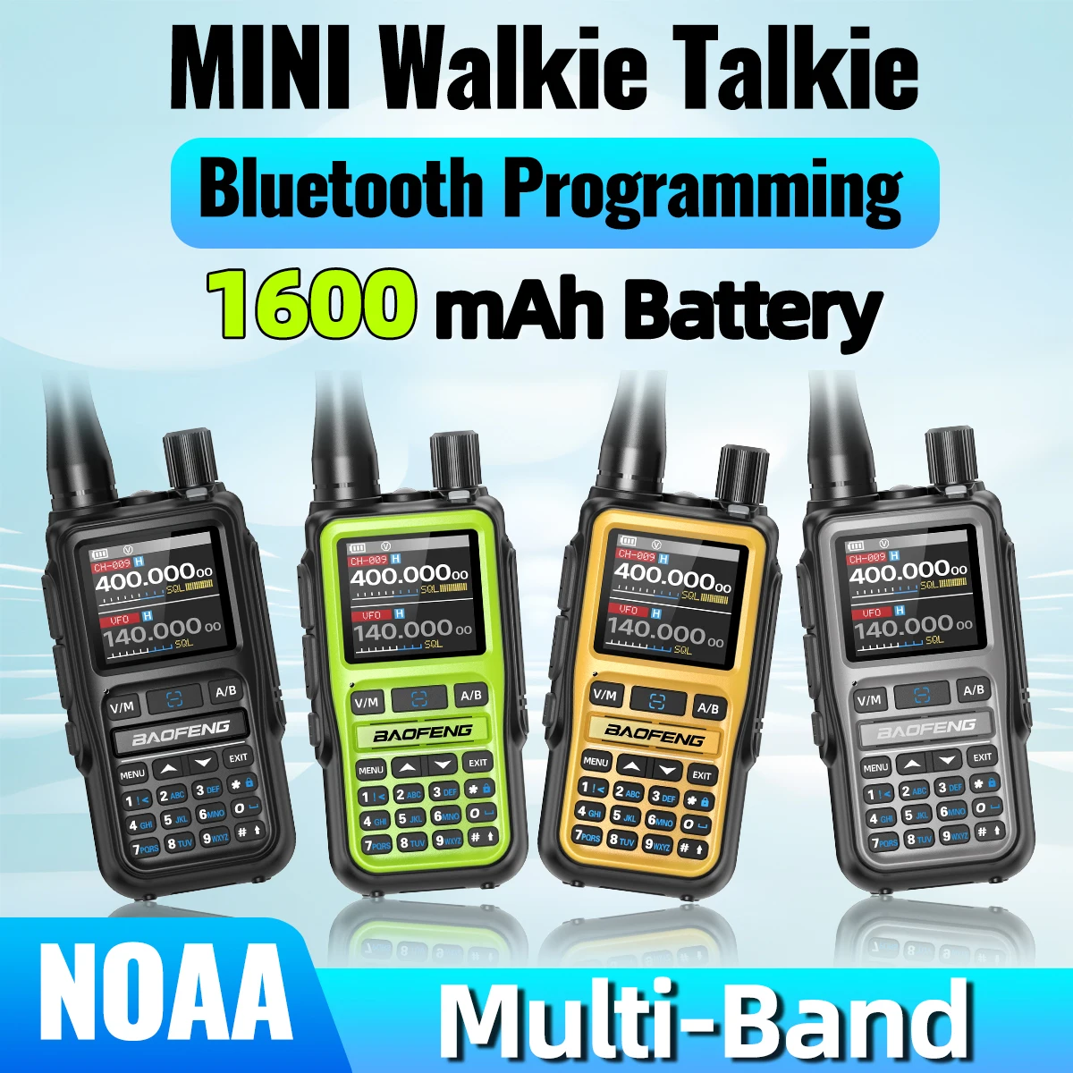 Baofeng UV 5R ミニトランシーバー Bluetooth プログラミング周波数デュアル PTT バンドタイプ C AM/FM ハム 2 ウェイラジオハイキング狩猟用