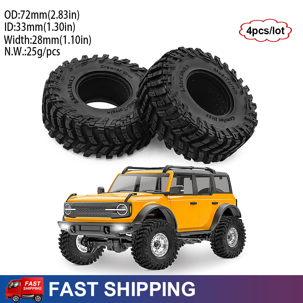 4 個 1.3 インチ 1/18 1/24 RC クローラー車ラバー ロック ホイール タイヤ トラクサス用 TRX4M SCX24 FMS Ascent-18 軸 AX24 FCX24