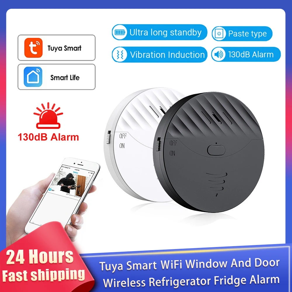 新しい Tuya スマート WiFi 窓ドア振動警報センサー 130dB ガラス破損振動盗難センサーホーム安全警報検出器