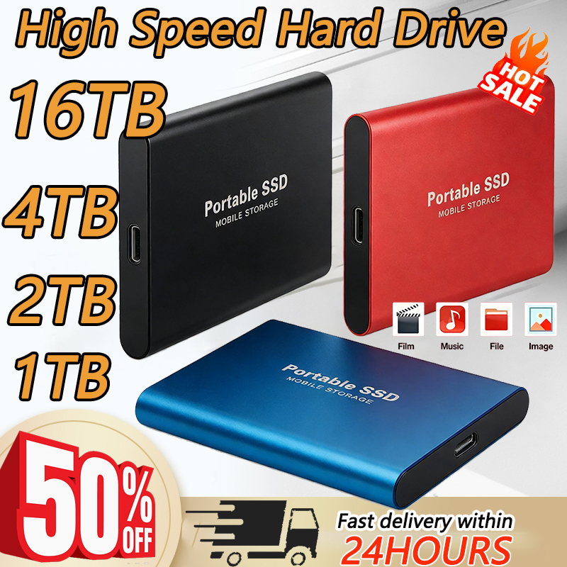 16TB 大容量外付けハードドライブ静かな操作モバイルストレージ SSD USB3.2 Type-C 高速ソリッドステーディスク PC MAC