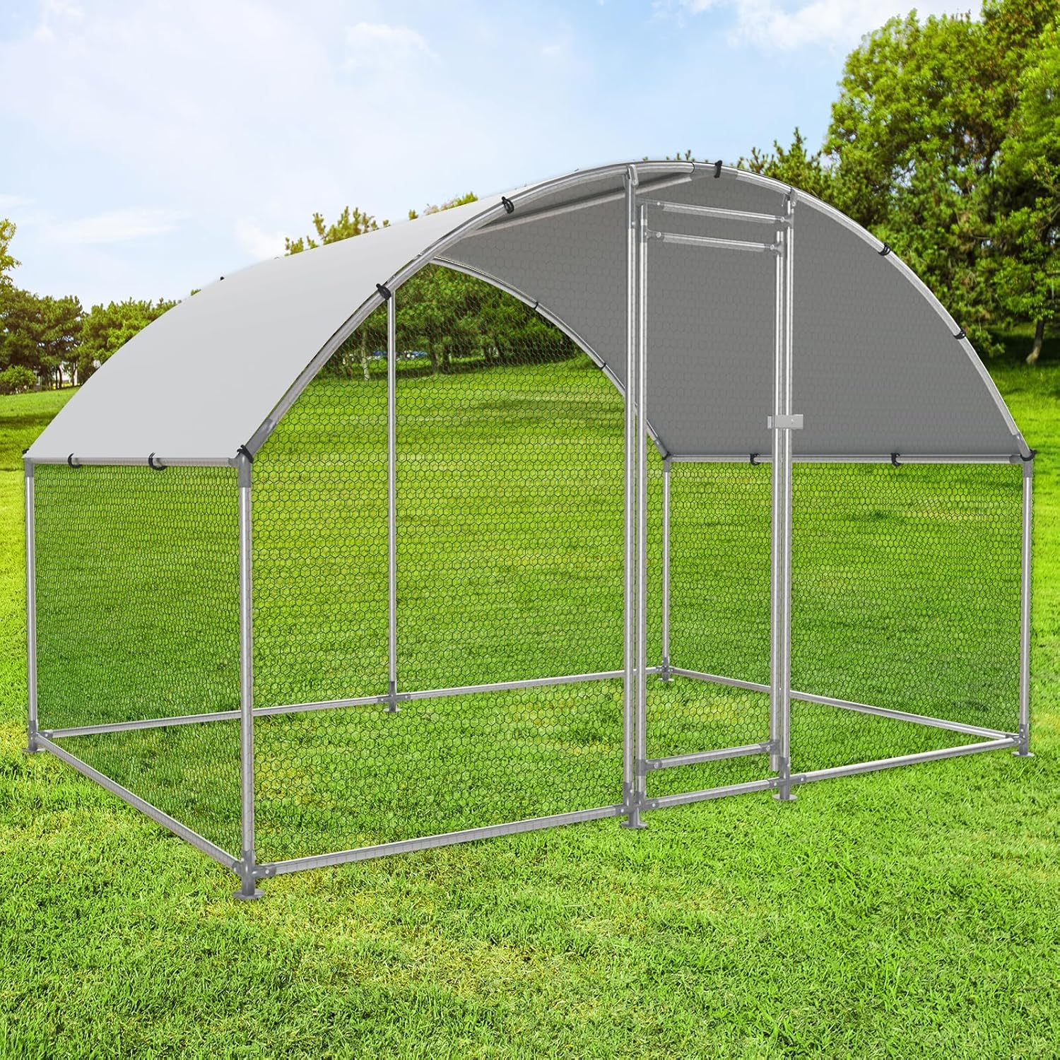 大型金属製鶏小屋ウォークイン家禽ケージ、耐水性と抗UVカバー付きアヒル、ウサギ、猫ハウス、屋外、カスタム