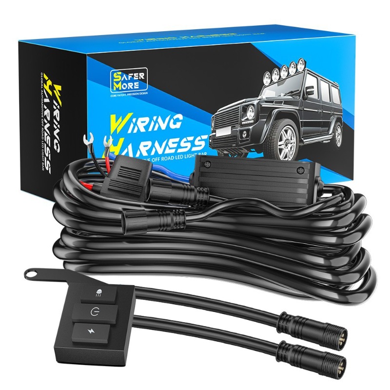 オートバイスポットライト配線ハーネスキット 12V リレースイッチ 1 に 2 3 メートルワイヤレスリモコン 5 モード