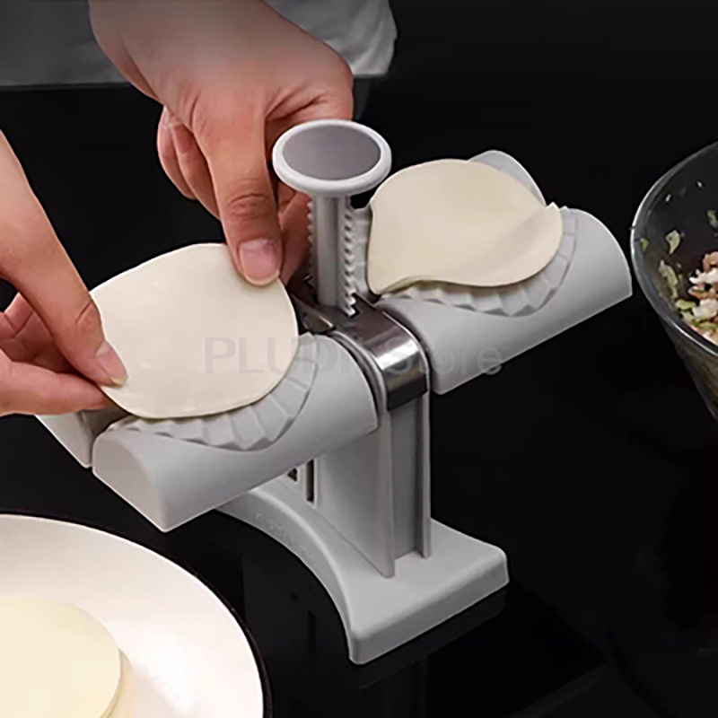 ダブルヘッド自動餃子メーカーマシン 2 で 1 プレスデュアルスロットデザイン家庭用 ABS 手動折りたたみ餃子プレスツール
