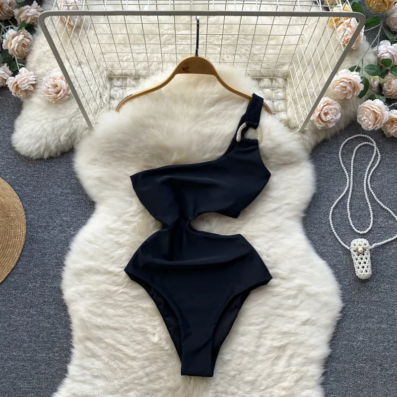Hotsweet Hollow Out Off Waist Elegant Sleeveless Bodysuits Single Shoulder Strap Top Sexy Streetwear High Street Autumn Jumpsuit