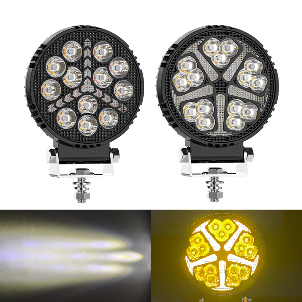 4 インチ黒 Knigh ラウンド DRL デイランニングライト修正された LED 作業灯オフロード車スポットライト ATV SUV 4X4 ヘッドライトフラッシュ