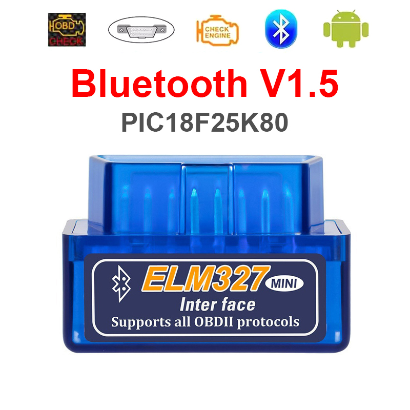 ミニ ELM327 Bluetooth V1.5 PIC18F25K80 OBD2 車診断スキャナ Android/Winodws OBDII 車診断ツールコードリーダー