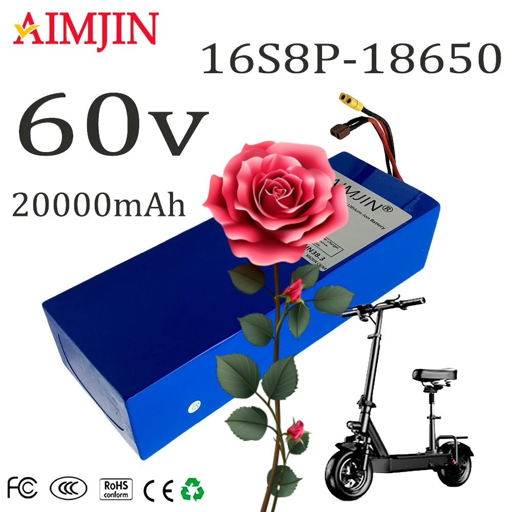 60V 20Ah 内蔵 BMS 16S5P リチウム電池パック 2000W ハイパワーオートバイ、スクーター、自転車 MotorReplace バッテリー