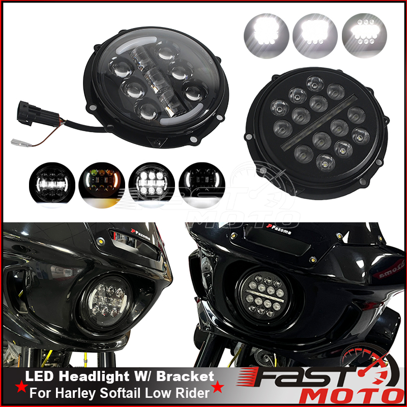 LED ヘッドライト 取付ブラケットリング付き Hi/Lo ビーム DRL ターンシグナルライトヘッドランプ ハーレーソフテイル ローライダー ST EI ディアブロ 2022-
