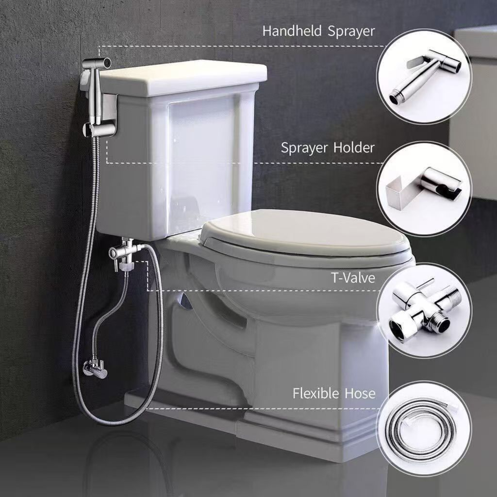 ステンレス鋼ハンドヘルドトイレビデスプレーセット自己洗浄ハンドビデ蛇口シャワーヘッド浴室用