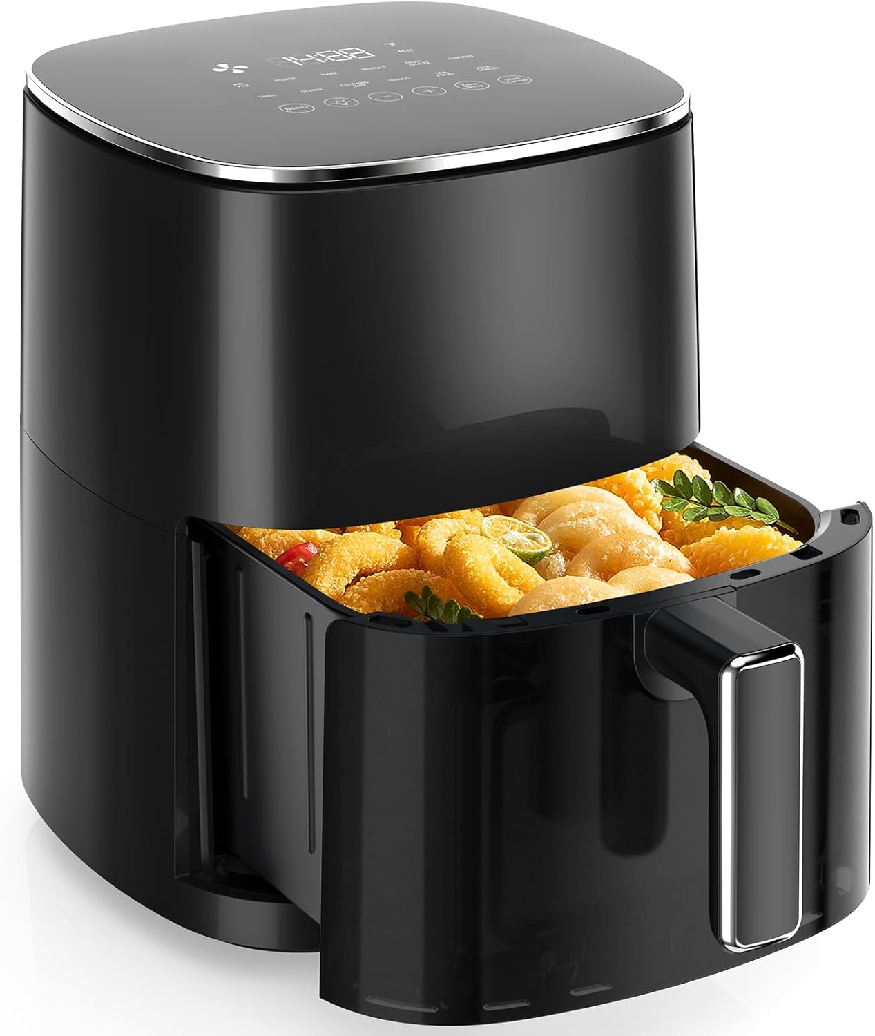 窓付き6QTエアフライヤー、家族向けスクエアエアフライヤーオーブン12-in-1、400°F急速エアクリスピーテクノロジー、ローストベーク脱水、非