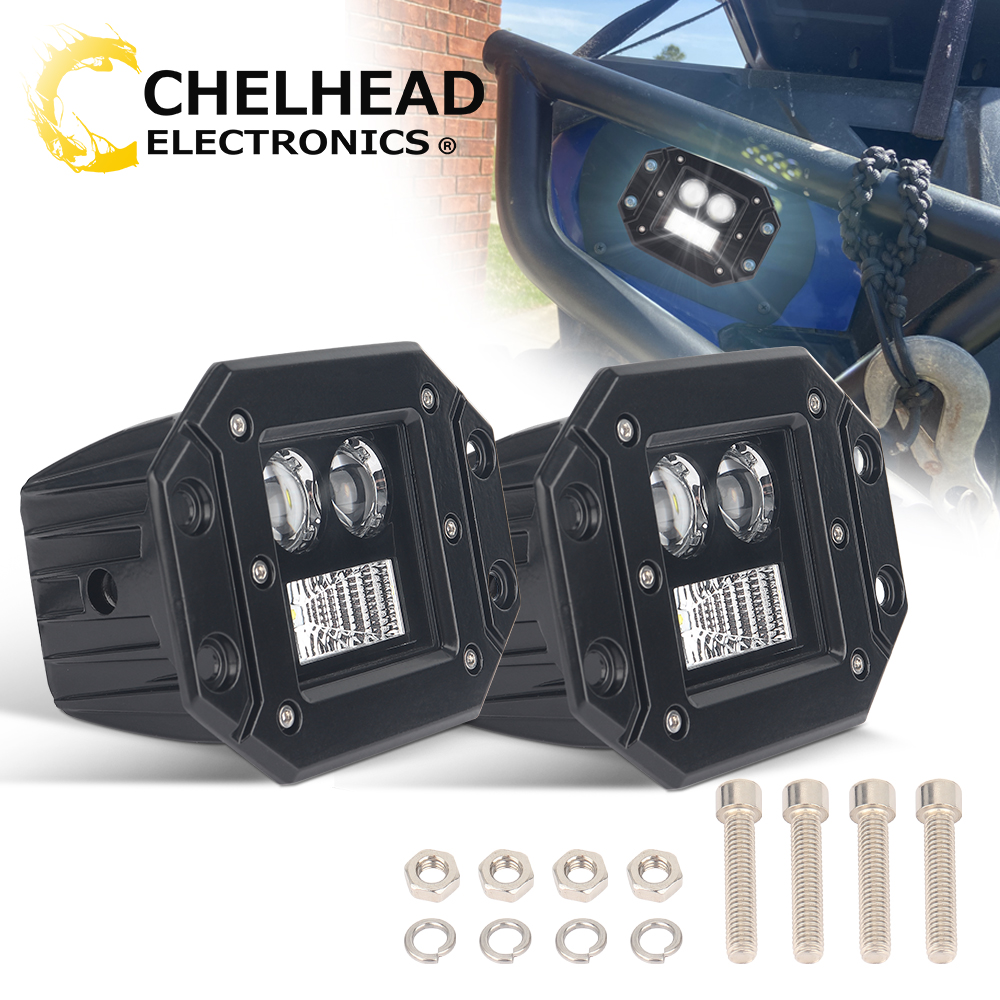 Chelhead ポッド LED 作業車ライトフラッシュマウントキューブ電球 4000LM 40W 4x4 オフロード車トラック UTV ボート 12V 24V コンボビーム 6000K