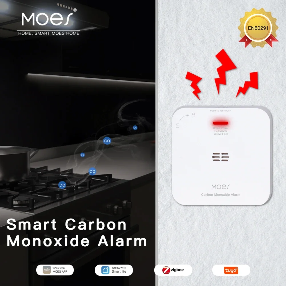 MOES Tuya ZigBee CO 検出器警報ガス漏れ一酸化炭素検出器ワイヤレス家庭用ガスサイレン警報センサースマートセーフティホーム