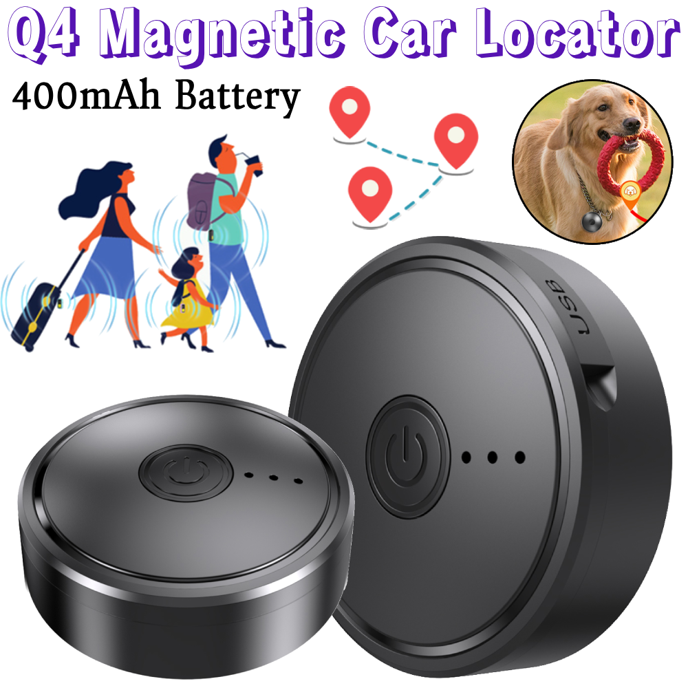 磁気カーロケーター Q4 GPS トラッカー リアルタイム 400mAh バッテリー追跡デバイス Type-C インターフェイス車両/車/人用