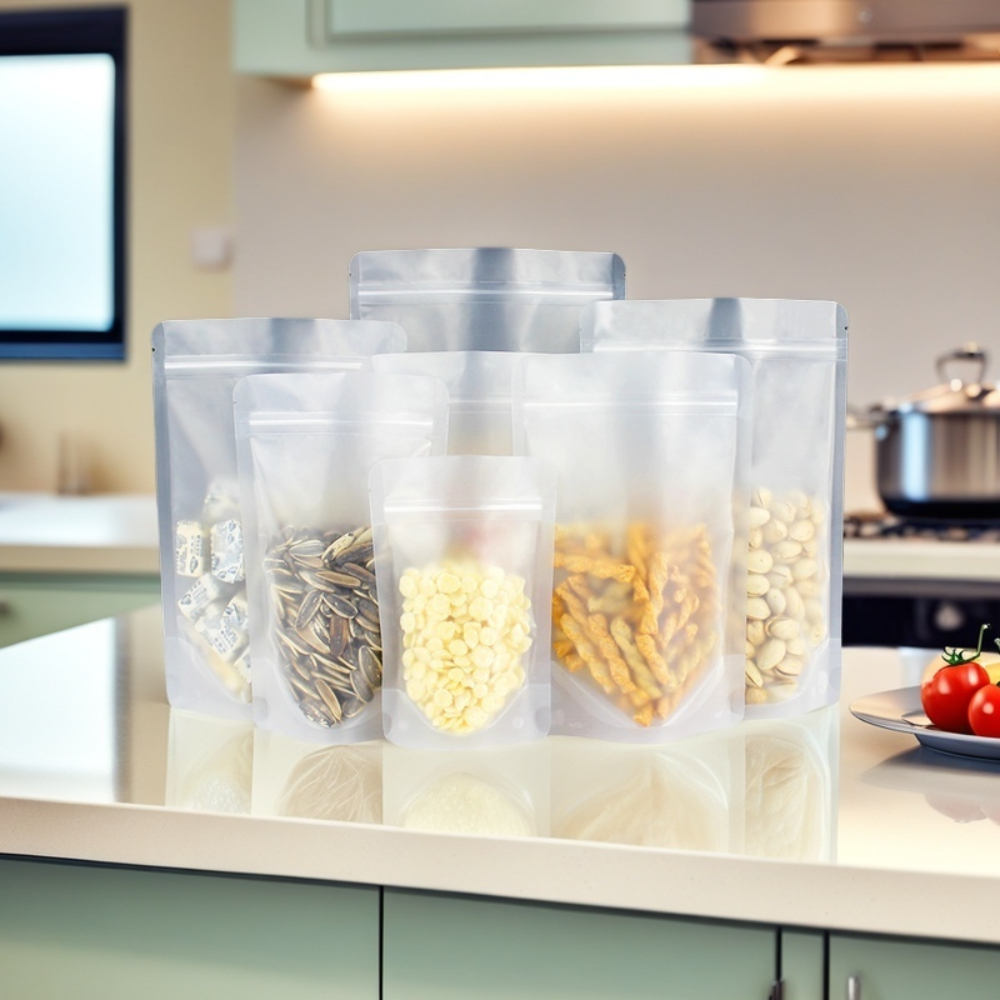 100 個再密封可能なスタンドアップつや消しプラスチックジップロックバッグスナックコーヒーシリアルトウモロコシ豆飲料包装収納ポーチ