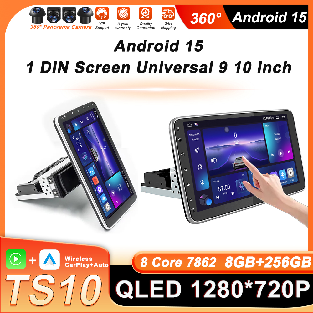 9 インチ 10 インチユニバーサルシングル 1 Din 360 度回転可能なカーラジオマルチメディアプレーヤー GPS ナビ自動車ステレオ Carplay 自動 Wifi BT