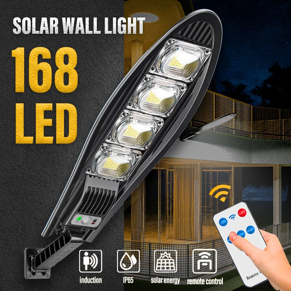 LED ソーラーライト屋外ガーデン街路灯モーションセンサーとリモコン付きガレージ投光器用防水ウォールライト