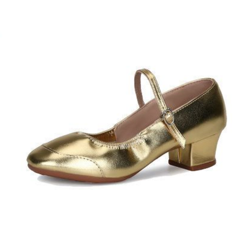 Sapatos Femininas 女性ファッションラウンドトゥゴールデンバレエダンスハイヒールシューズレディクラシックコンフォートスプリング