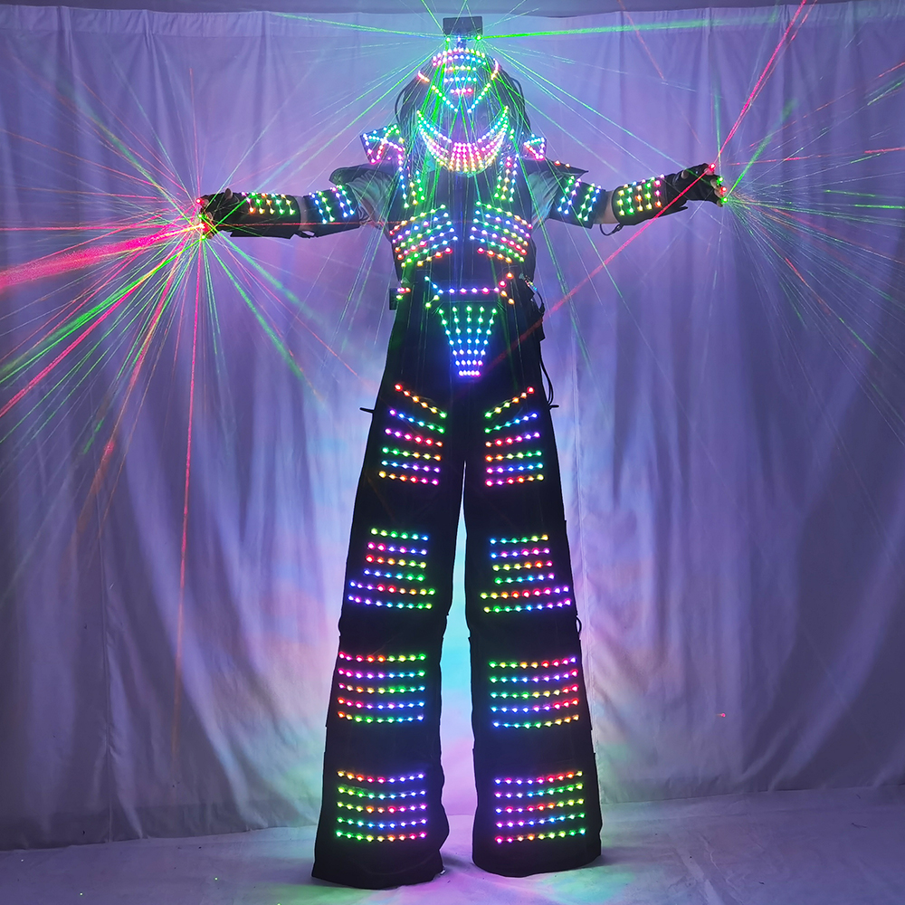 未来のスタイル LED 発光ロボット ジャンプスーツ高床式ウォーカー光る衣装ステージ ダンス ショー用