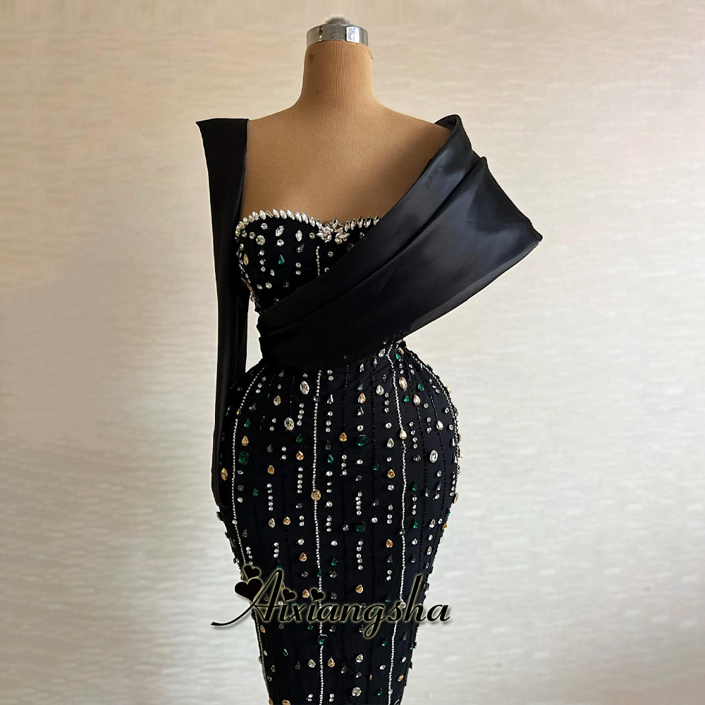 Aixiangsha クラシックダイヤモンドイブニングドレス女性のためのプリーツ恋人セレブフォーマルパーティードレス Vestidos デノーチェカスタマイズ