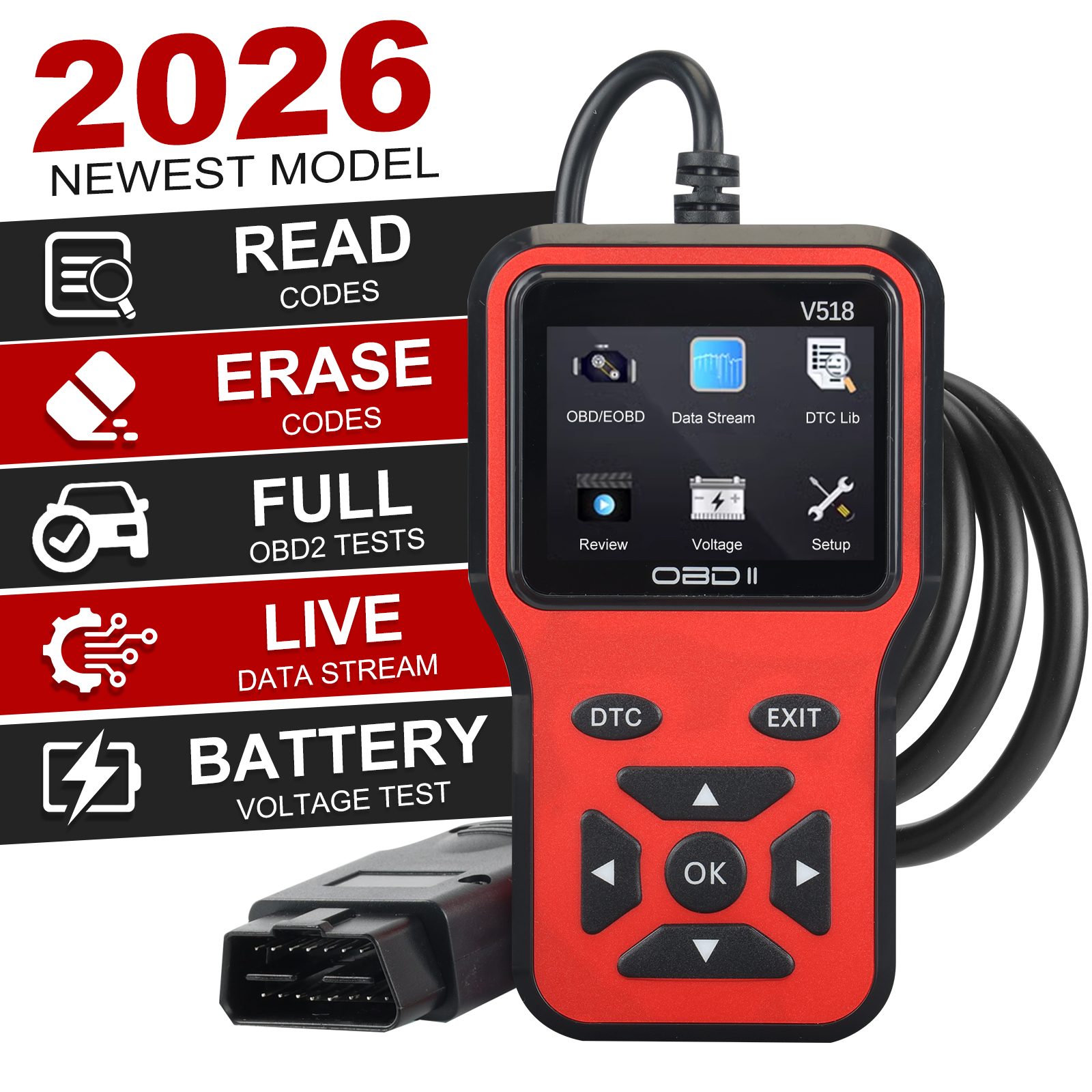 V518 OBD2 診断スキャナー自動車コードリーダーとスキャナー車両の健康検査ツール