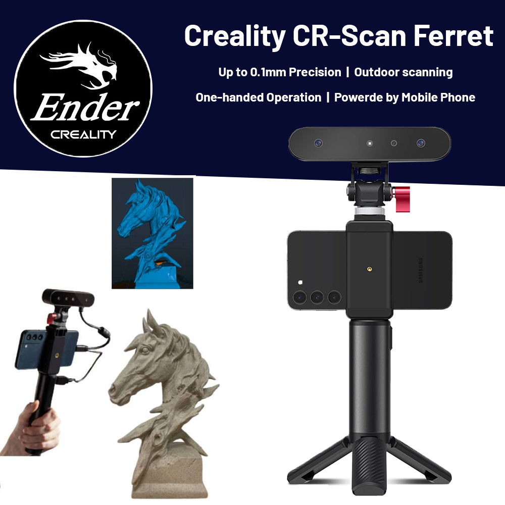Creality 3D スキャナー CR-Scan Ferret 3D プリントとモデリング用ポータブルハンドヘルドスキャナー 30 FPS クイックスキャン 0.1mm 精度
