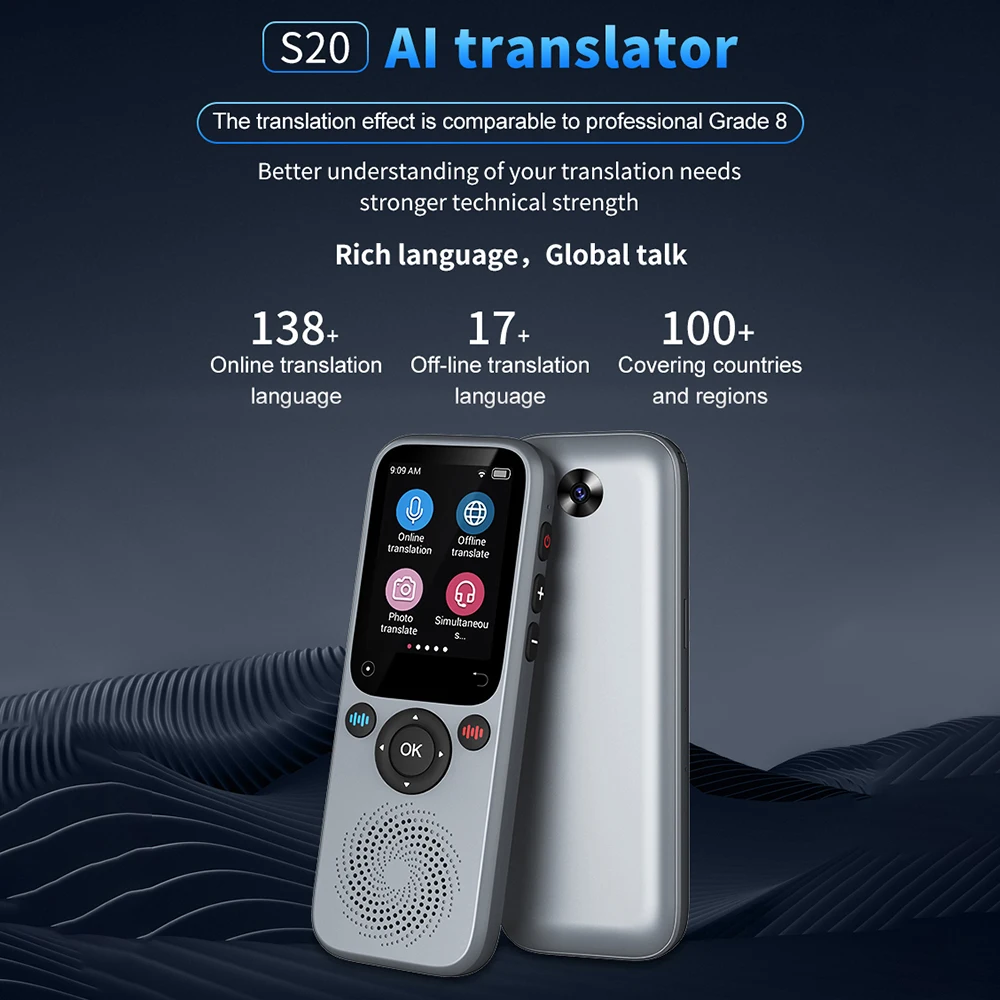 S20 ポータブル音声言語翻訳機双方向翻訳デバイス 138 言語オンラインオフライン翻訳テキスト写真翻訳