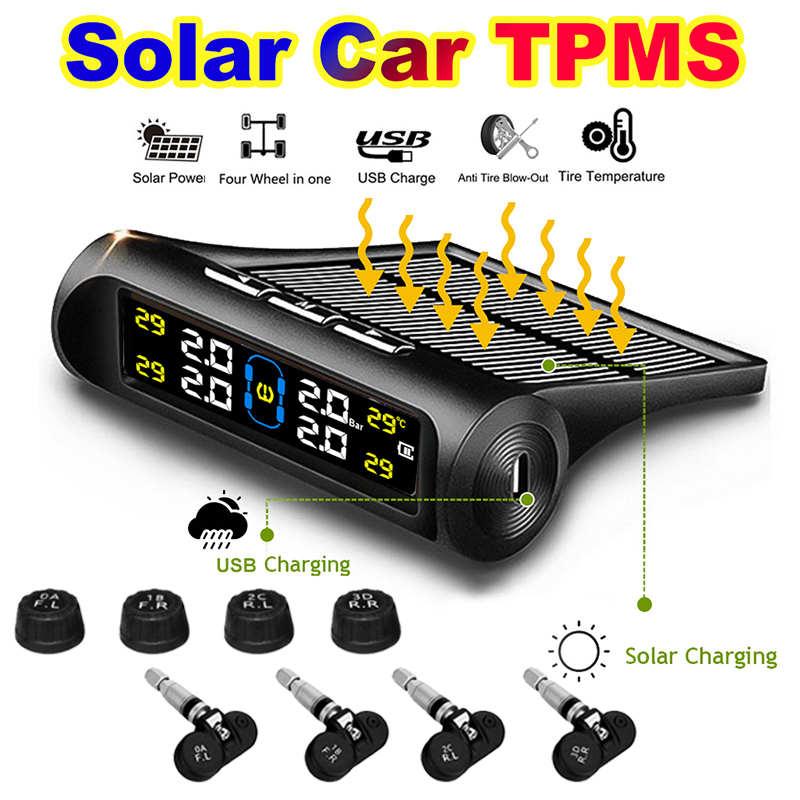 Gmai 太陽光発電 TPMS 車のタイヤ空気圧警報モニターシステム自動セキュリティ警報システムタイヤ空気圧温度警告