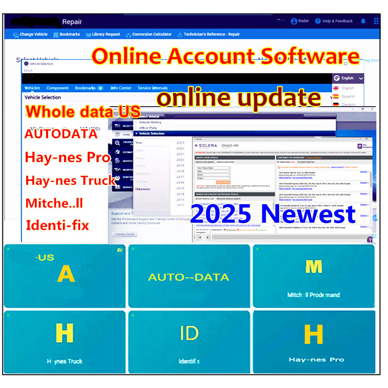 2026 Online Account for Wholedata US, Auto-data, Mit..chell, Hay-nes Pro, Identi-fix, Repair Data Workshop Online Update PC & Ph