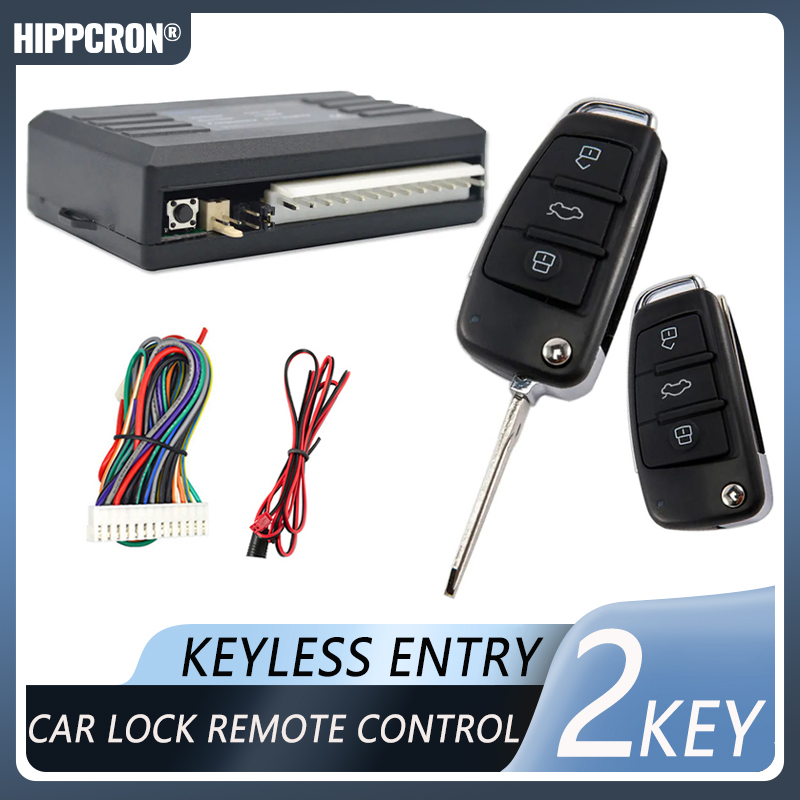 HIPPCRON 車の自動リモートセントラルキットドアロック車両キーレスエントリーシステム車のセントラルロック 12V ユニバーサル 2 リモコン付き