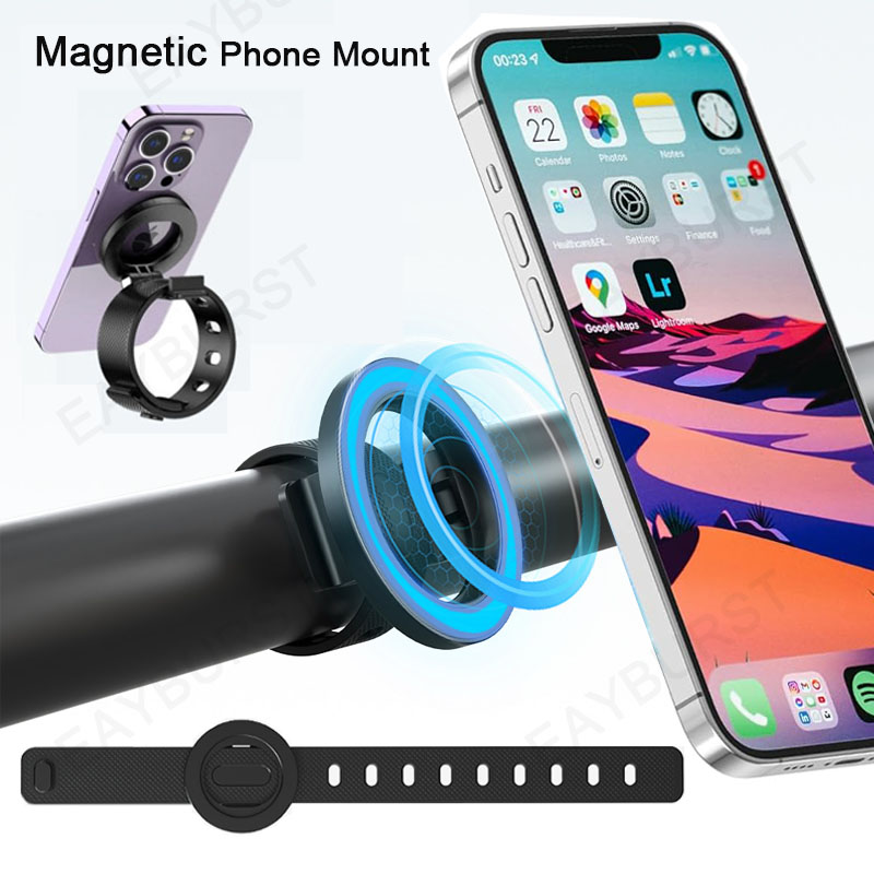 Eayburst 磁気電話マウント MagSafe バイク トレッドミル電話ホルダー用調節可能なシリコン ストラップ ベビーカー ジム ポータブル スタンド用