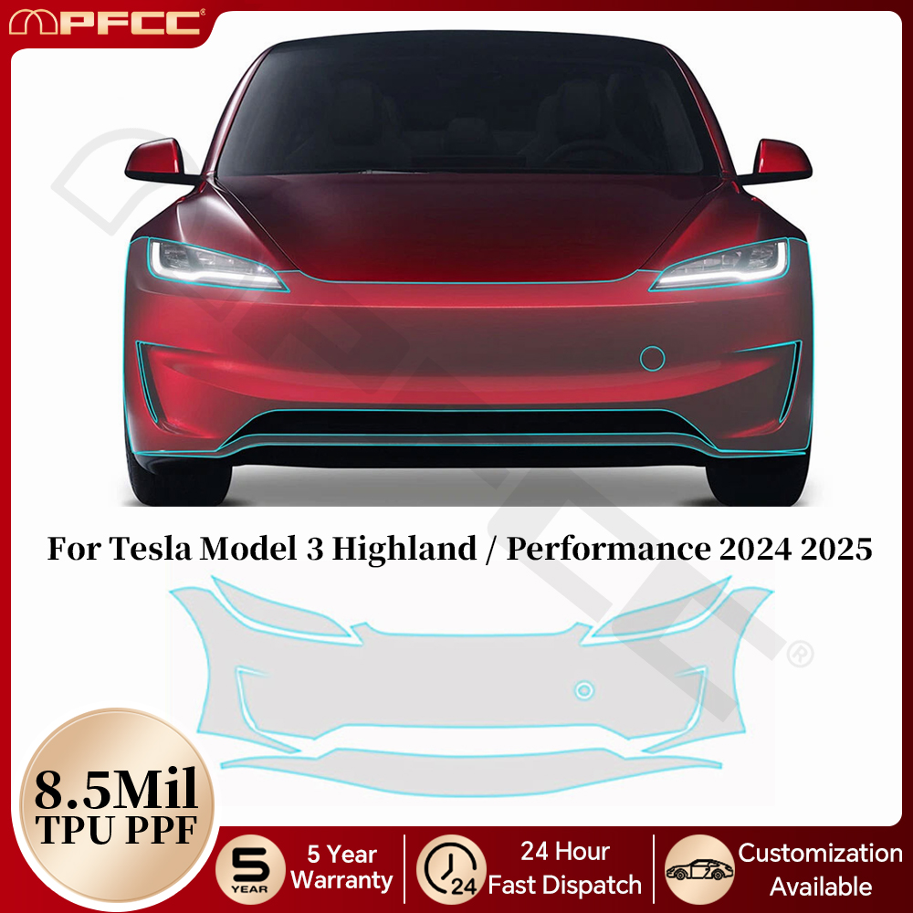 プレカットクリア PPF 9Mil TPU テスラモデル 3 ハイランドパフォーマンス 2024 2025 ペイント保護フィルム車のアンチスクラッチ修理可能