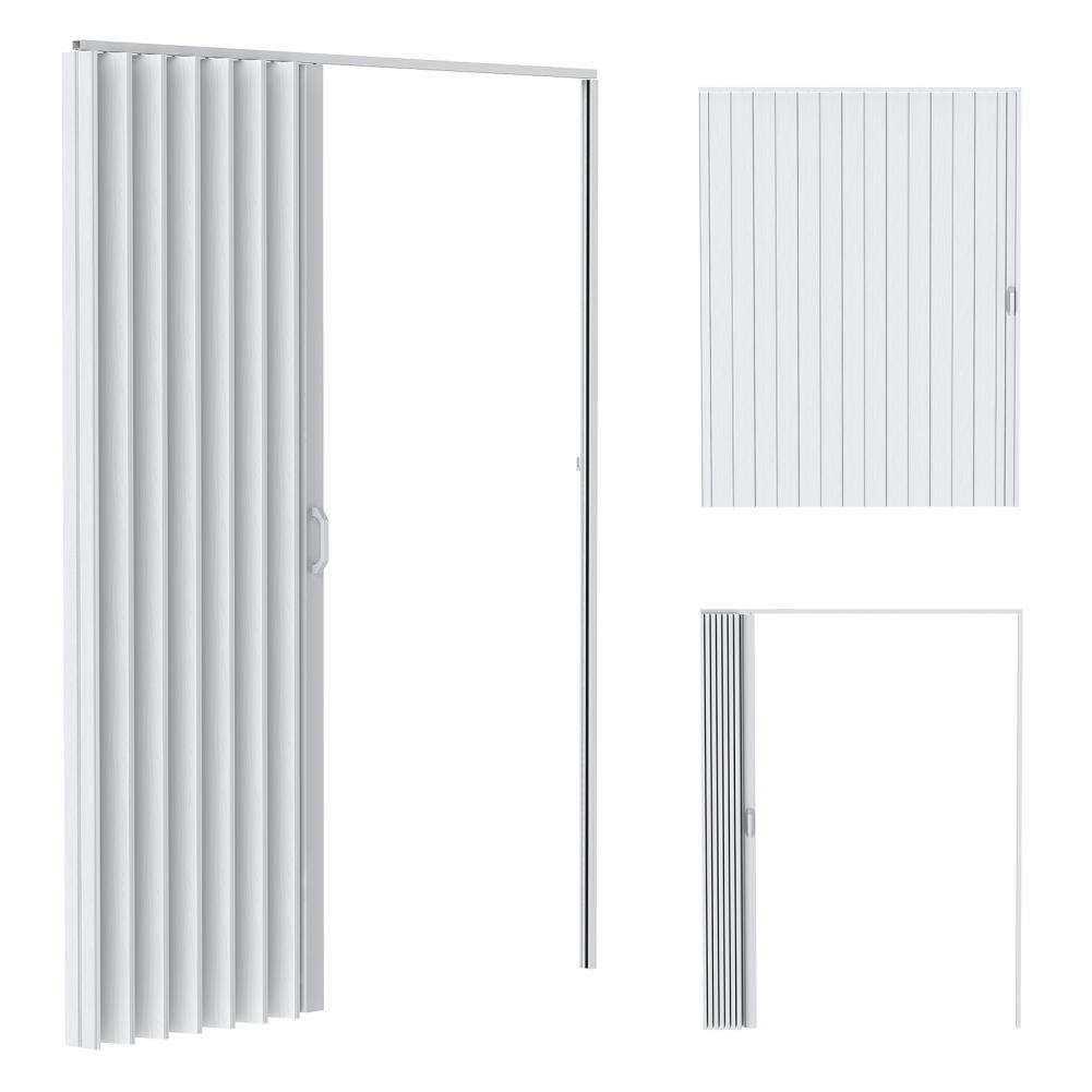 アコーディオンドア 48x80インチ/60x80インチ PVC 折りたたみドア 室内用 シングルドア/二つ折りアコーディオンクローゼットドア ラッチ、ハンドル付き