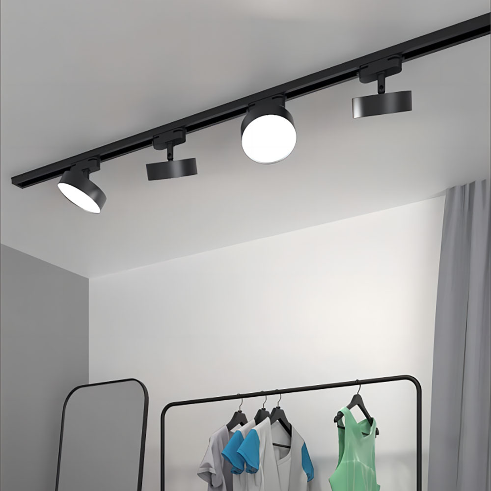LED トラック円形投光器トラックライト 12 ワット 18 ワット 24 ワット黒と白 180 ° 調整可能なスポットライト AC110V 220V 屋内照明