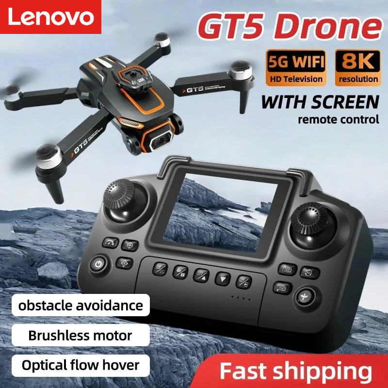 Lenovo GT5 ミニドローン 4K HD デュアルレンズ広角航空 8K 写真撮影 5G WIFI 折りたたみ式クアッドコプター ブラシレス障害物回避